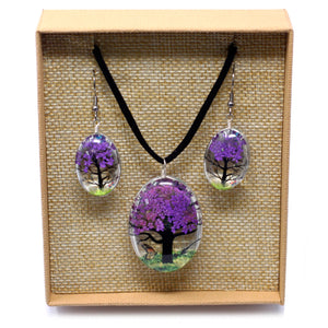 Purple Flower Jewellery Set