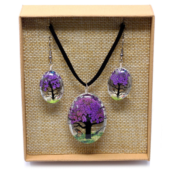 Purple Flower Jewellery Set
