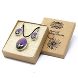 Purple Lavender Real Flower Jewellery Set