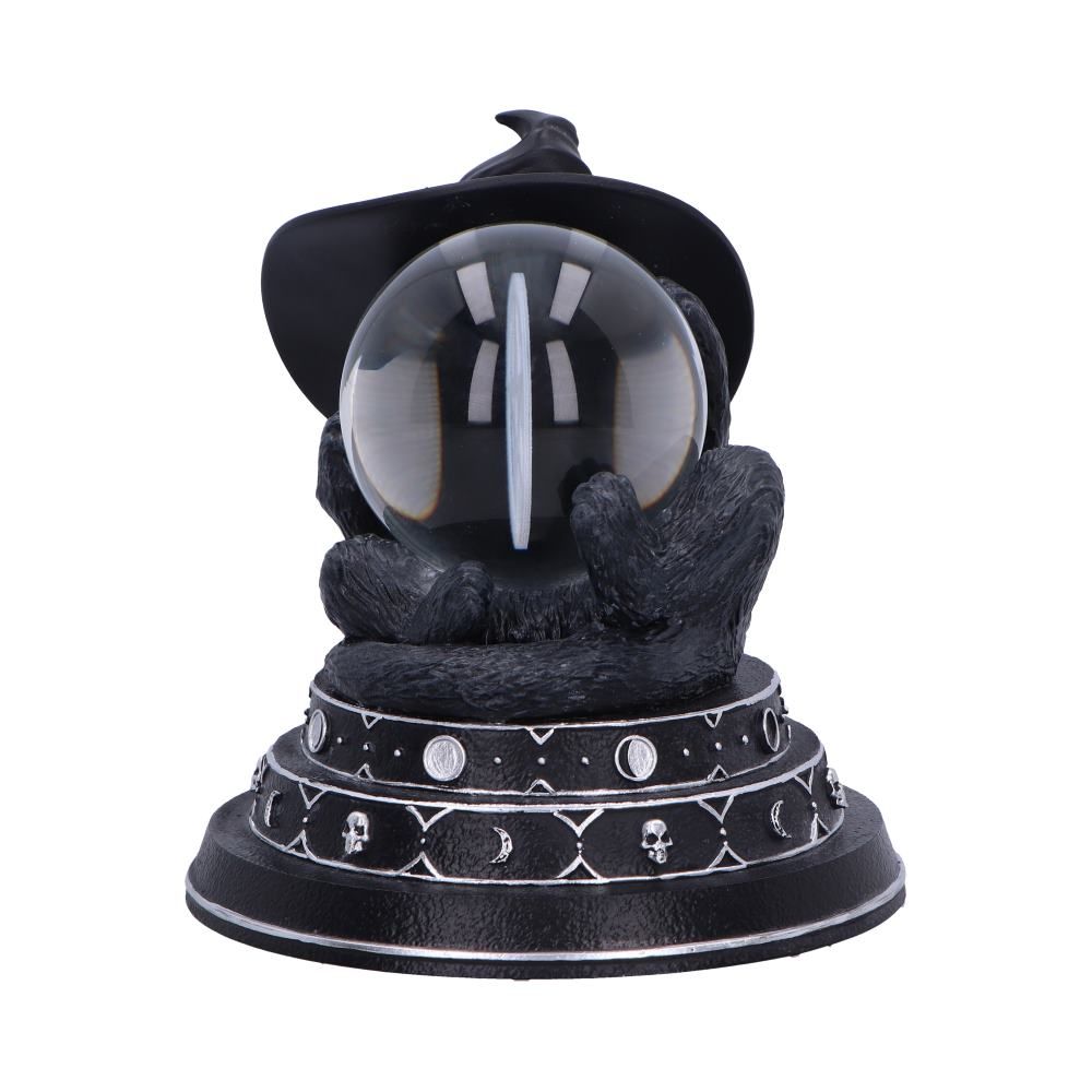 Back of Purrah's Fortune witch cat figurine
