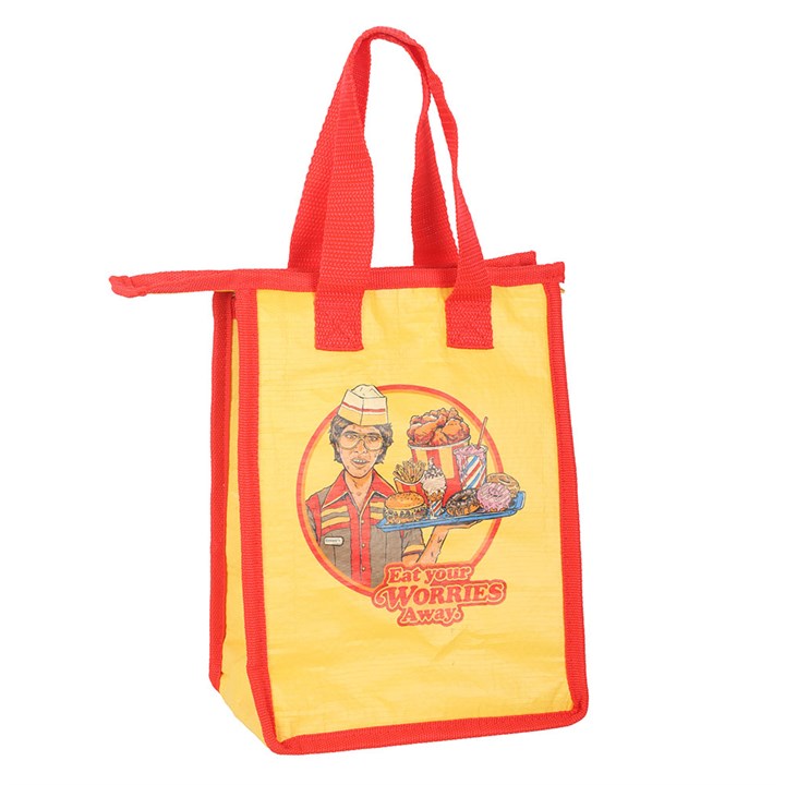 Eat Your Worries Lunch Bag by Steven Rhodes