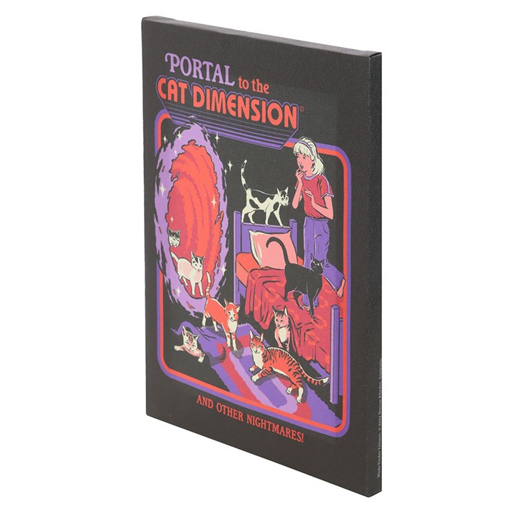 The Cat Dimension stretched canvas plaque side view