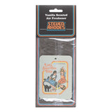 Vanilla scented air freshener packaging with 'Steven Rhodes' branding and graphic design.