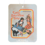 Children's book cover with graphic of children and a cat, featuring text 'Let's Sacrifice Toby'.