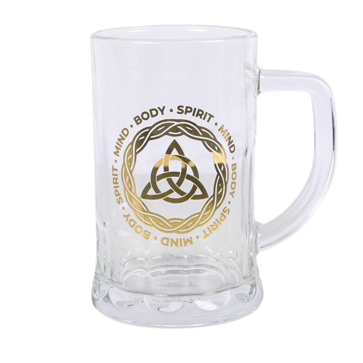 510ml Celtic triquetra glass beer tankard