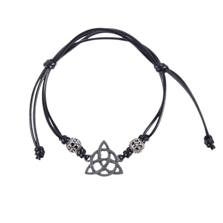 Black cord bracelet with Celtic triquetra knot