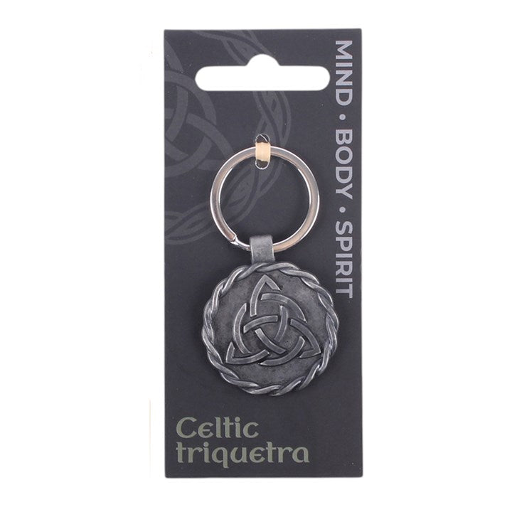 Celtic Triquetra Knot Keyring in retail packaging