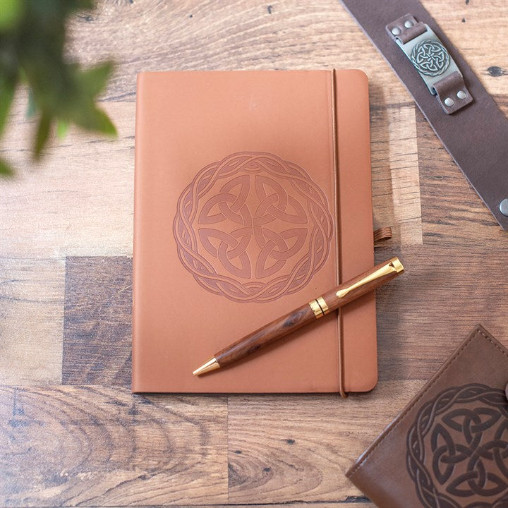 Celtic shield knot A5 faux leather notebook with pen