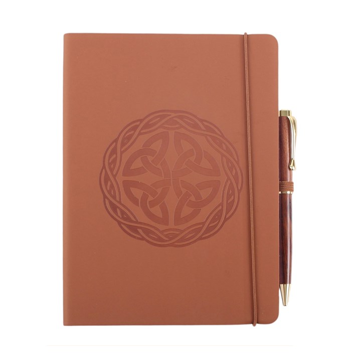 Brown Celtic shield knot A5 notebook front