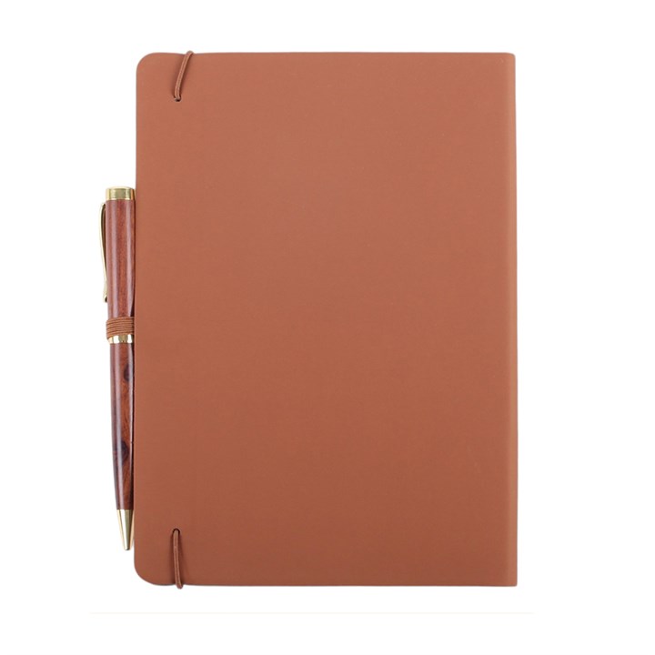 Brown faux leather A5 notebook back