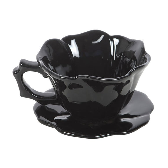 Black Rose Teacup and Saucer