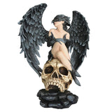 Riven – Gothic Angel Figurine on Skull Base