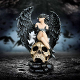 Riven – Gothic Angel Figurine on Skull Base