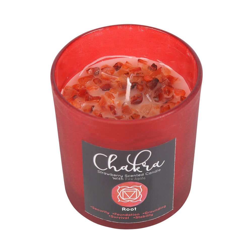 Root Chakra, Strawberry Scented Agate Crystal Candle