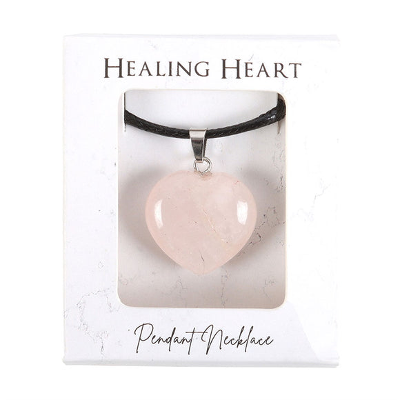 Rose Quartz Crystal Heart Necklace