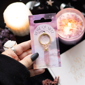 Rose Quartz Crystal Keyring
