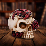 Rose Flame Skull With Sleeping Dragon