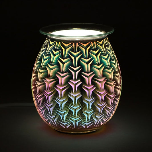 Geometric light up electric oil burner with colourful 3D pattern