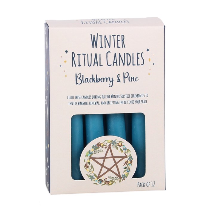 Pack of 12 blue Blackberry and Pine spell candles