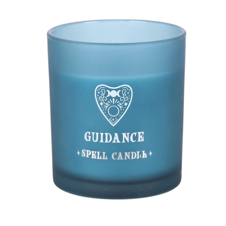 Blue Guidance spell candle with planchette design