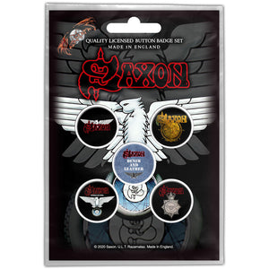 Saxon Button Badge Set: Wheels Of Steel