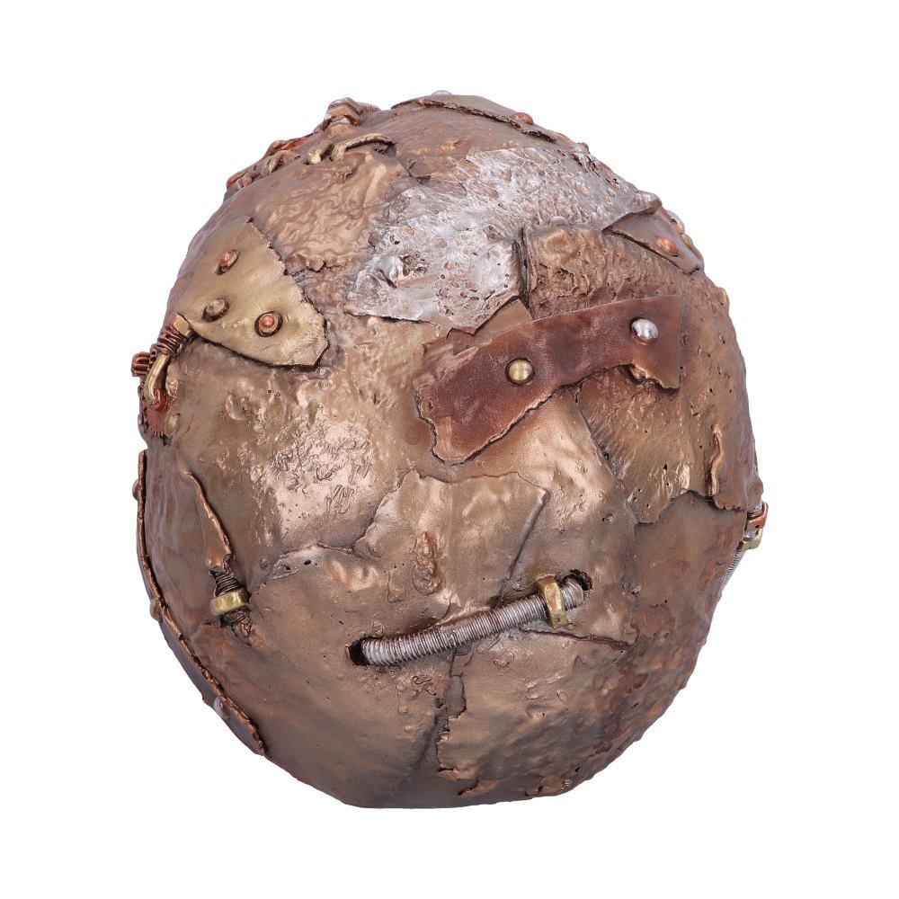 Back view of steampunk resin skull ornament