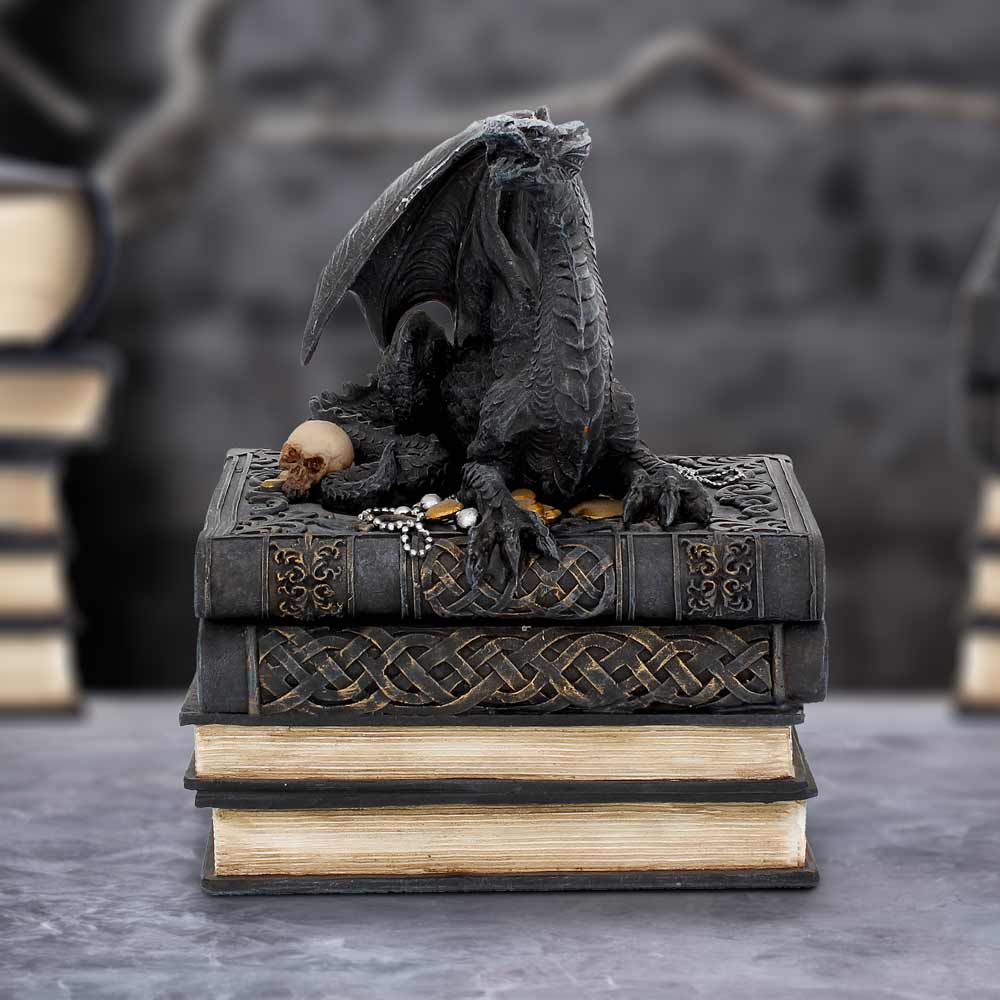 Secrets of the Dragon trinket box in gothic display