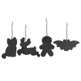 Set of 4 Black Skeleton Cookie Christmas Decorations