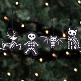 Set of 4 Black Skeleton Cookie Christmas Decorations