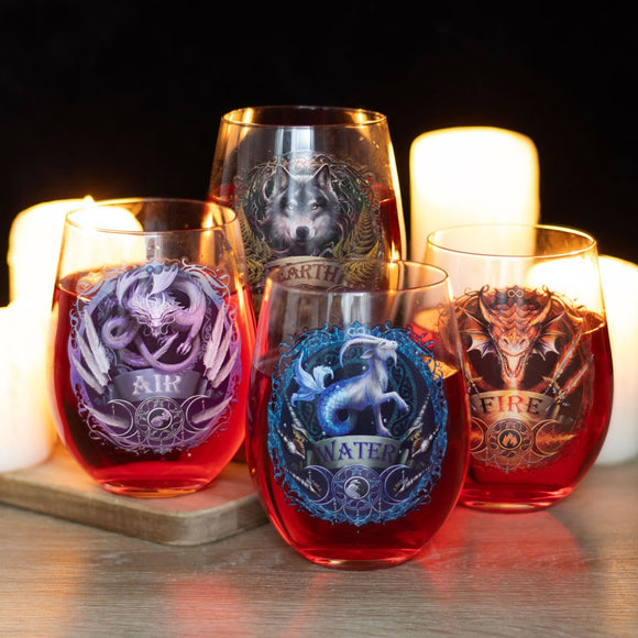 Set of 4 Elemental Glasses by Anne Stokes
