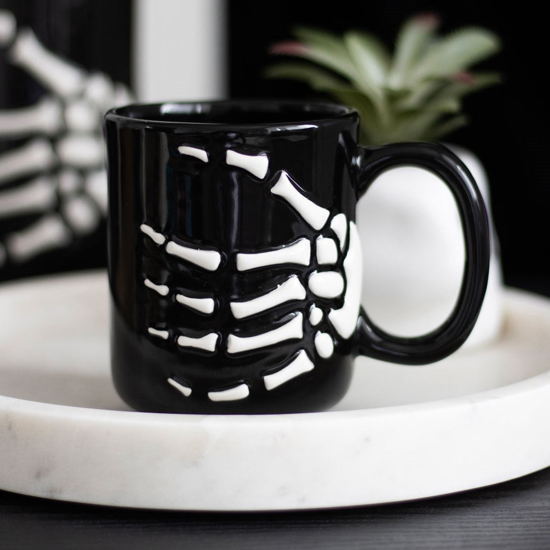 Black Skeleton Hand Mug