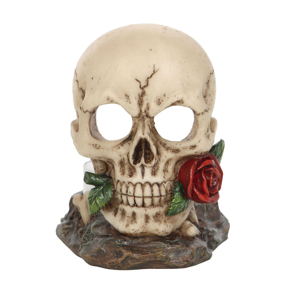 Skull Rose Tealight Candle Holder
