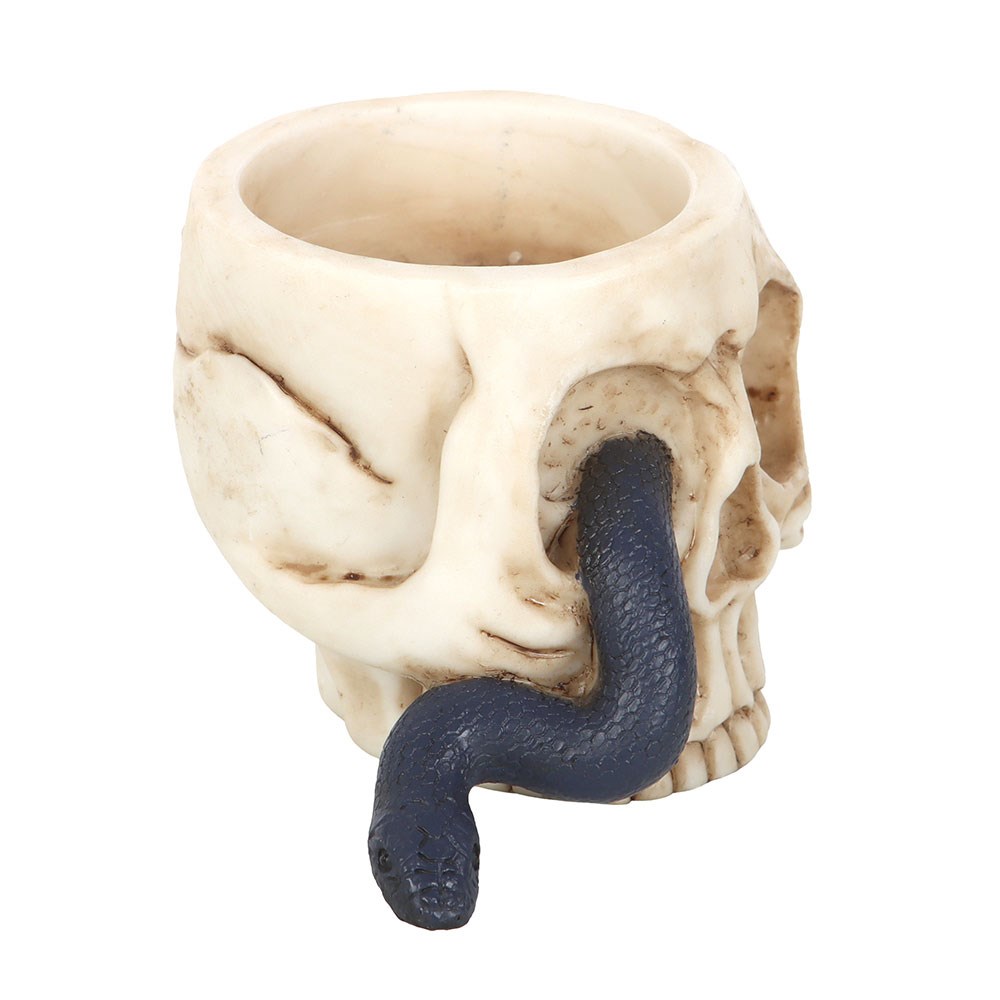Skull and snake tealight holder front view