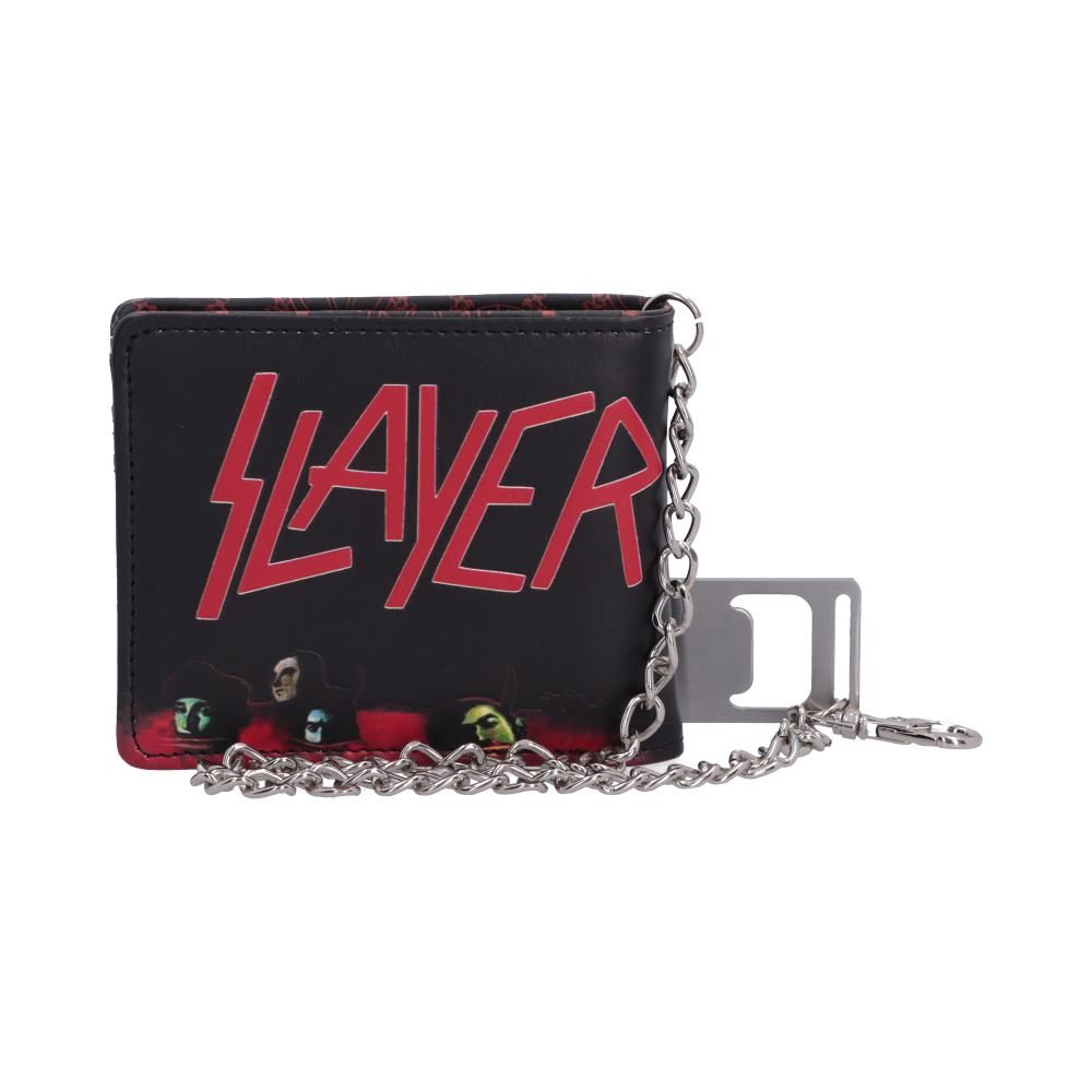 Slayer Reign in Blood wallet with chain and bottle opener back design