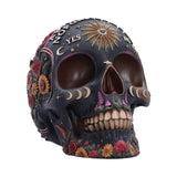 Spirit Board Bloom Skull ornament with Ouija lettering and floral detail