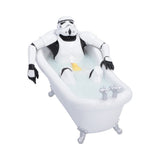 Front view of Stormtrooper relaxing in a bathtub with rubber duck