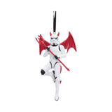 Stormtrooper hanging ornament with red wings, horns and trident