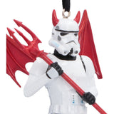 Close-up of Stormtrooper helmet with red horns and trident
