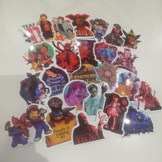 Assorted bundle of 25 Stranger Things character stickers