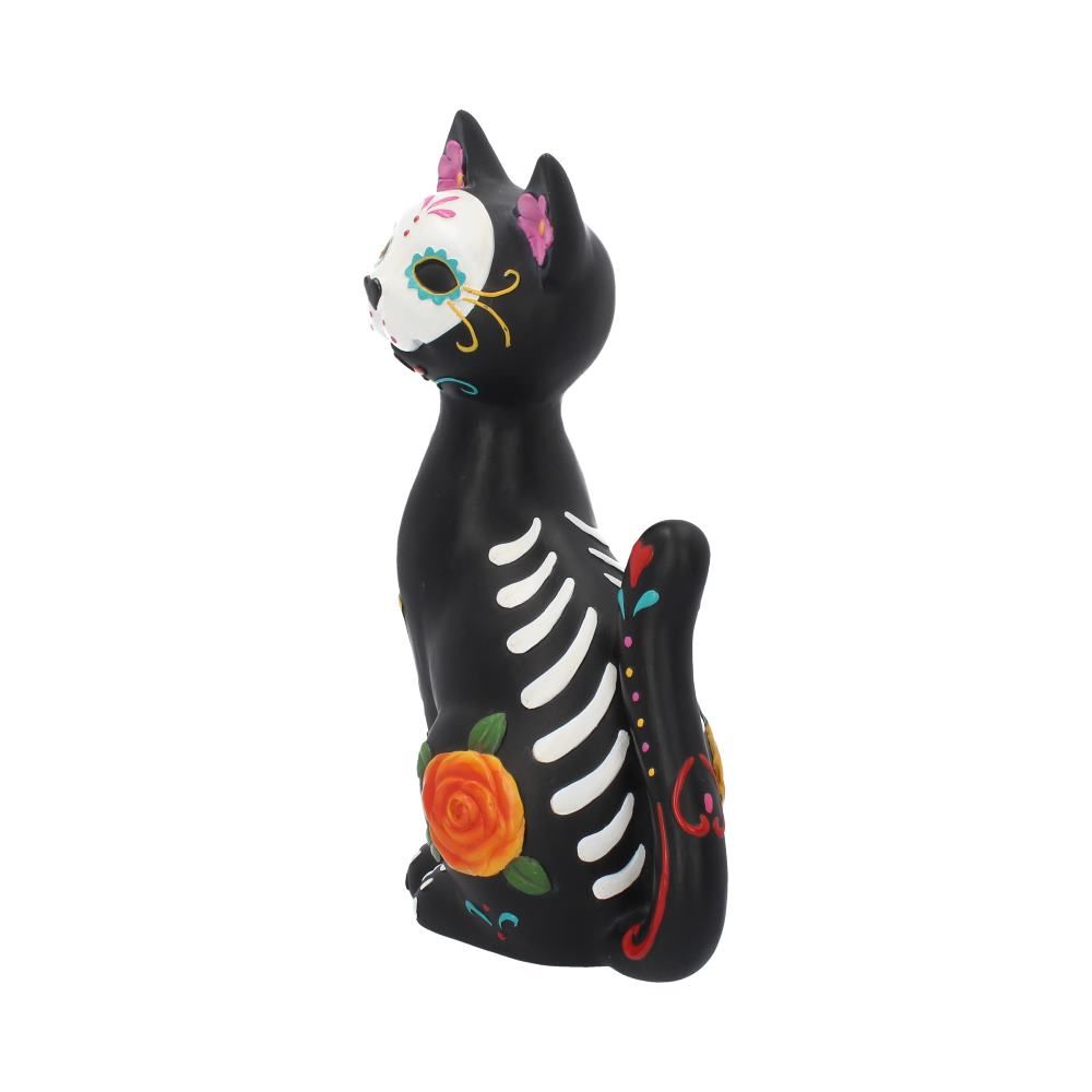Side view of Sugar Kitty Day of the Dead cat ornament