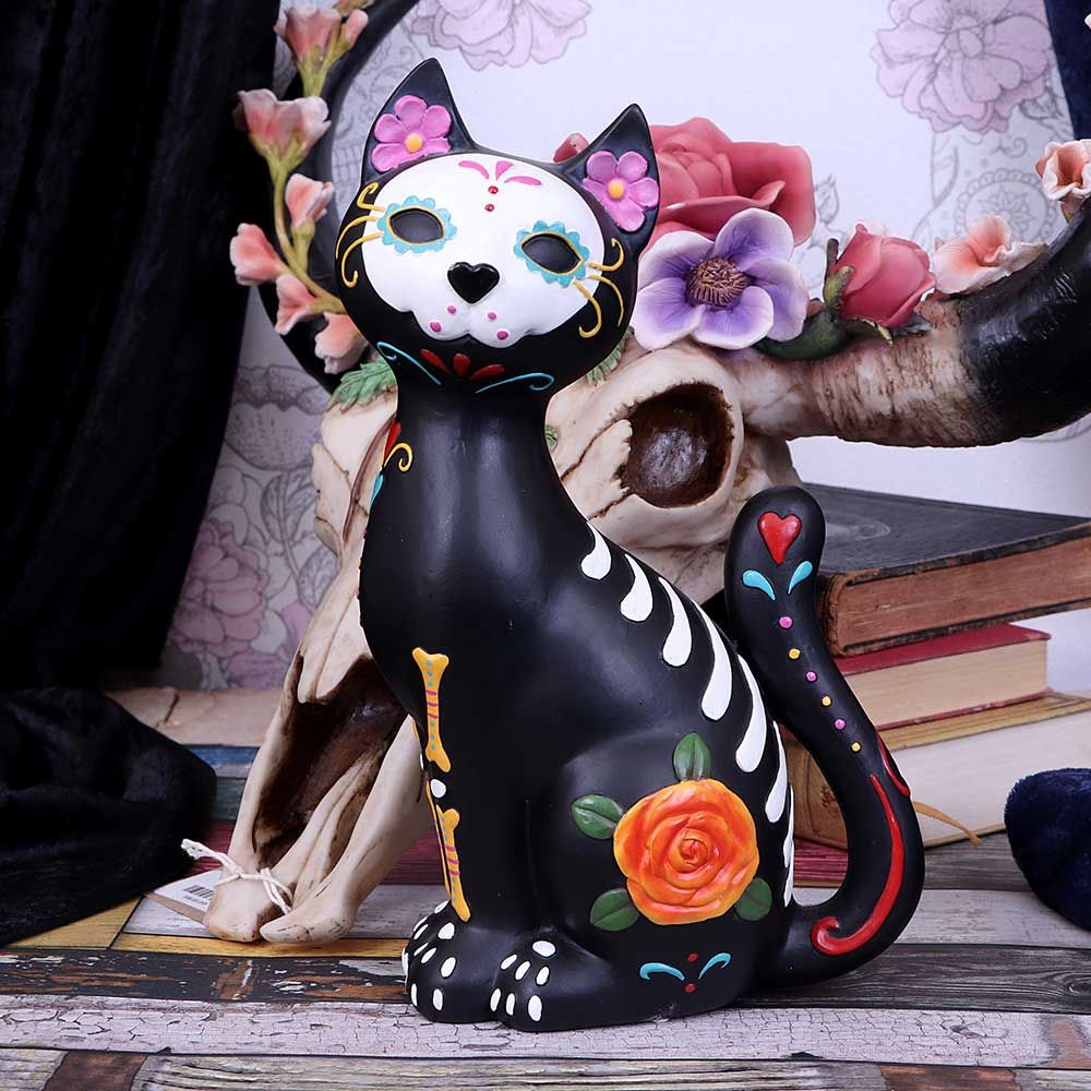 Sugar Kitty Day of the Dead black cat ornament by Nemesis Now