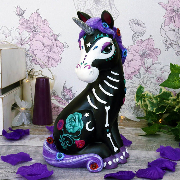 Sugarcorn Black Day of the Dead Unicorn Figurine