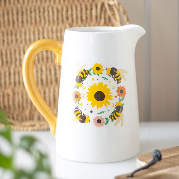 Summer Bee and Sunflower Flower Jug
