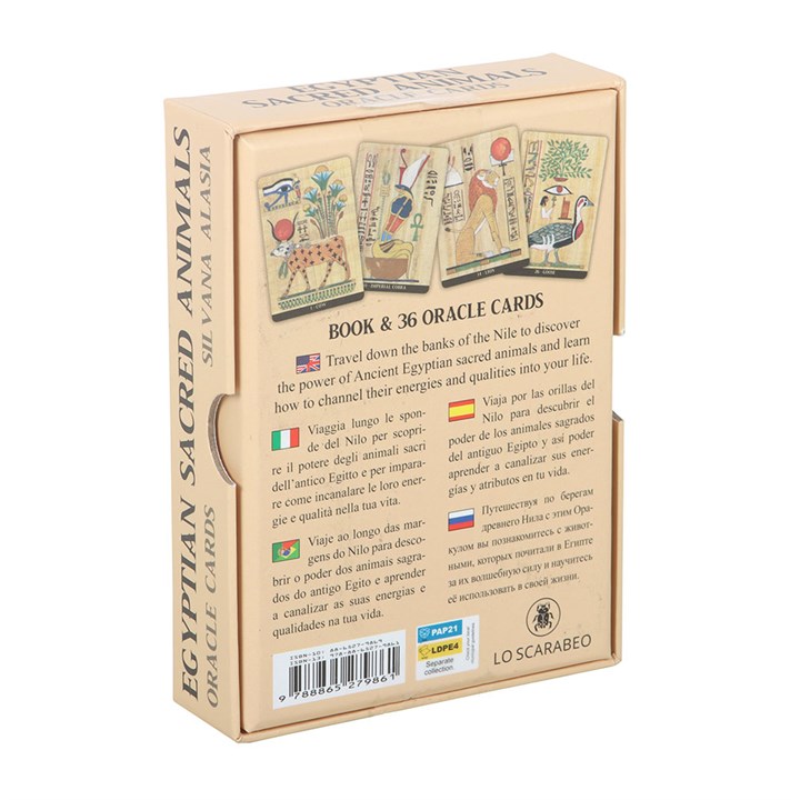 Egyptian Sacred Animals Oracle Cards box back