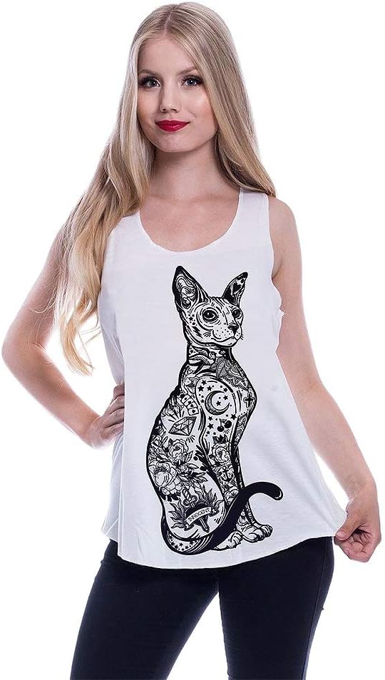 Tattoo Cat White Vest