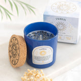 Taurus Amber & Vanilla Lapis Crystal Candle