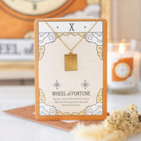 The Wheel of Fortune Vintage Tarot Necklace on Greetings Card