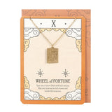 The Wheel of Fortune Vintage Tarot Necklace on Greetings Card