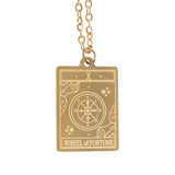 The Wheel of Fortune Vintage Tarot Necklace on Greetings Card