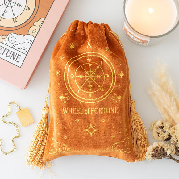 The Wheel of Fortune Tarot Velvet Drawstring Bag